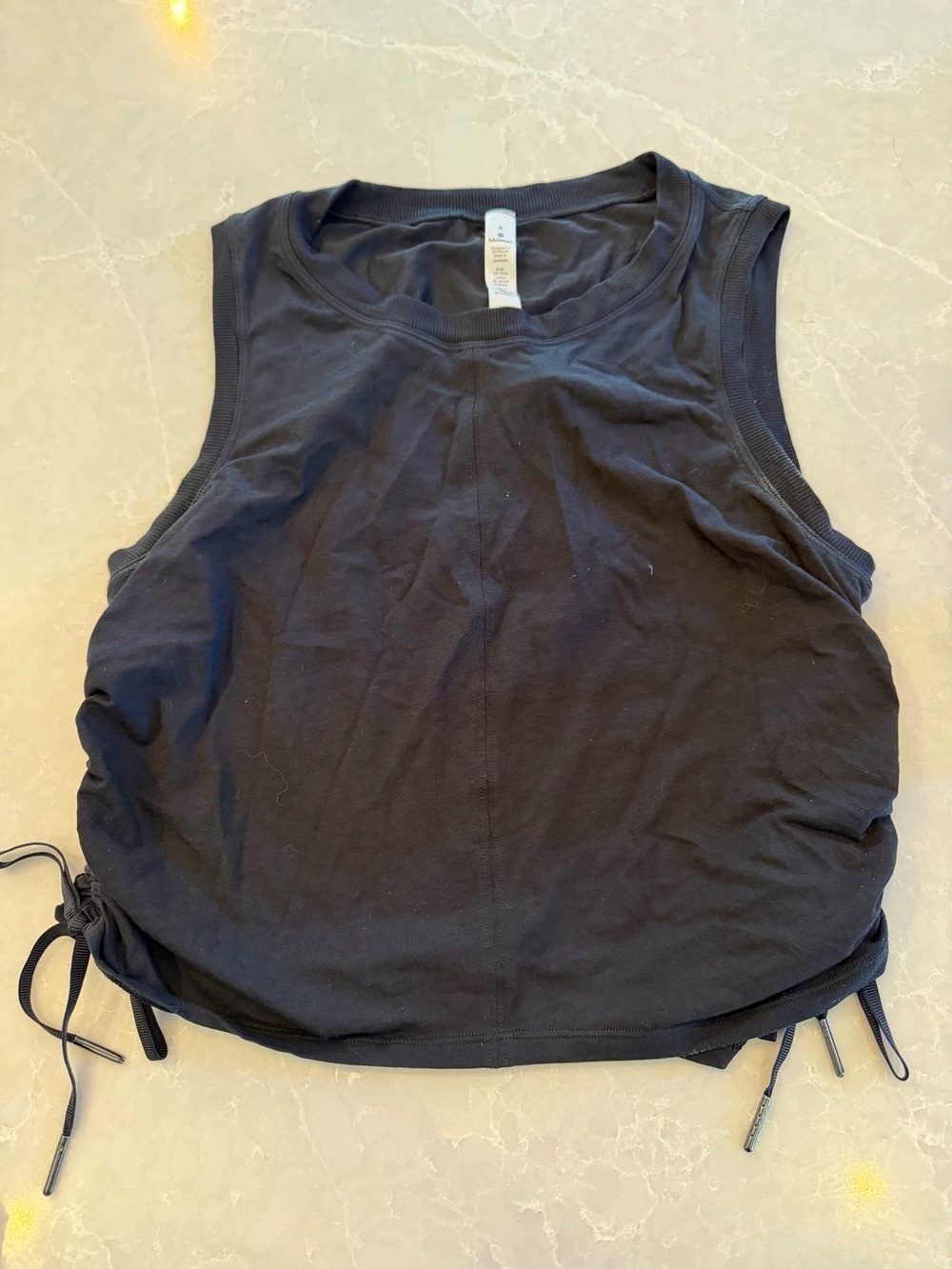 lululemon athletica Black Sleeveless Drawstring Side Tank